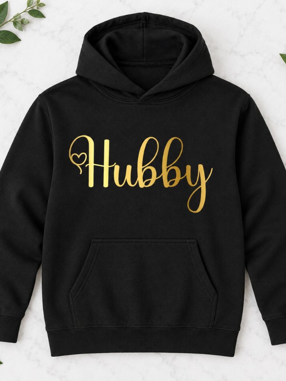 Hubby Couples Matching Hoodie Wedding Anniversary Gift Husband Gold Script